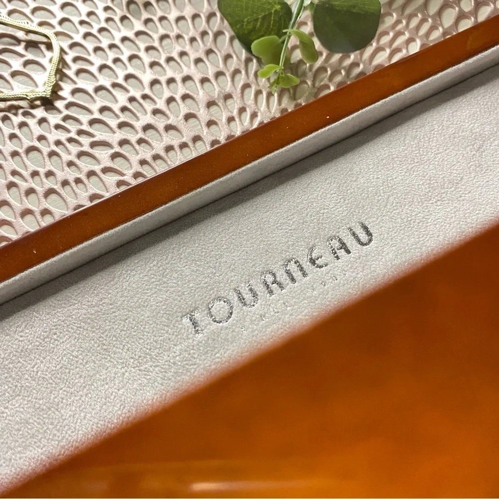 Tourneau 18K Gold Open Heart Brown Leather Watch Vintage 30022